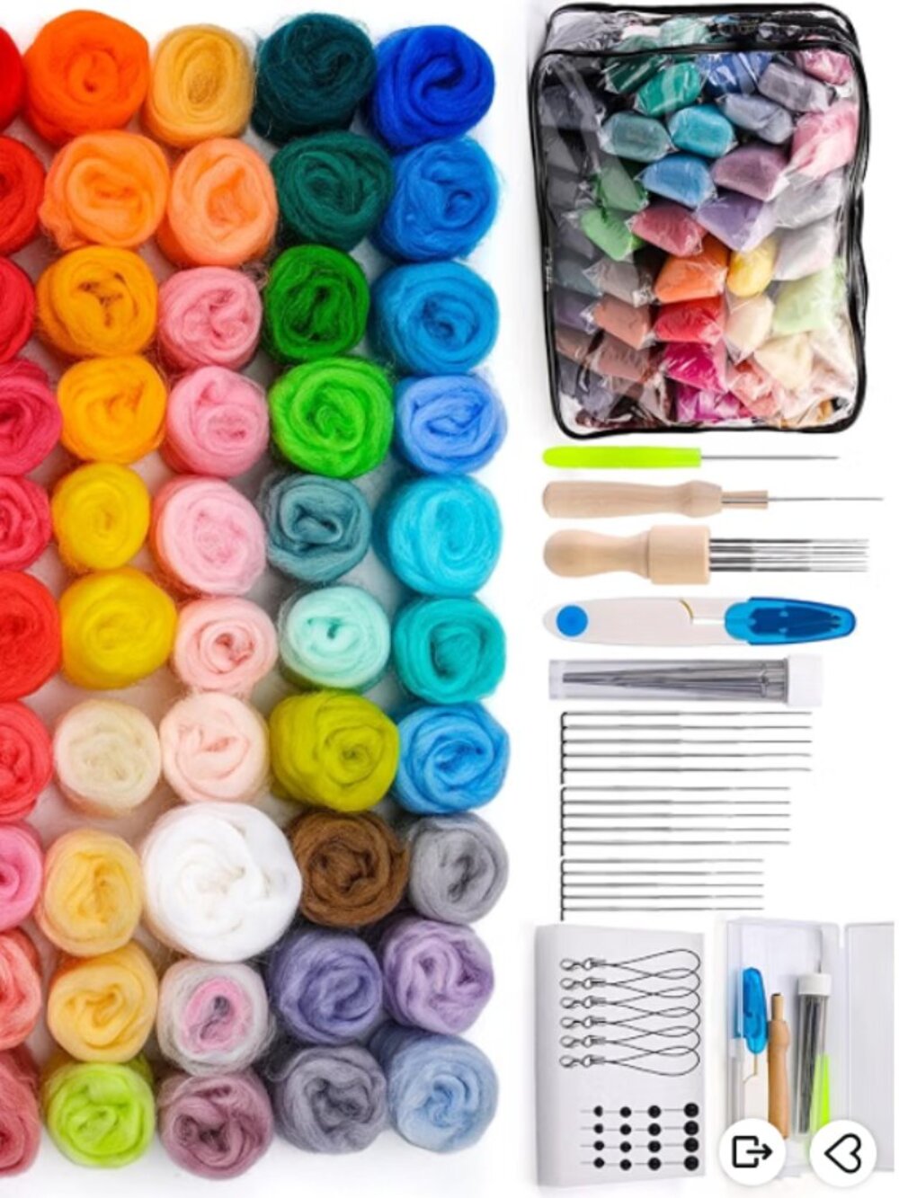NWT! SOCNITC 70 Colors Needle Felting Kits Needle Felting Supplies with Tools